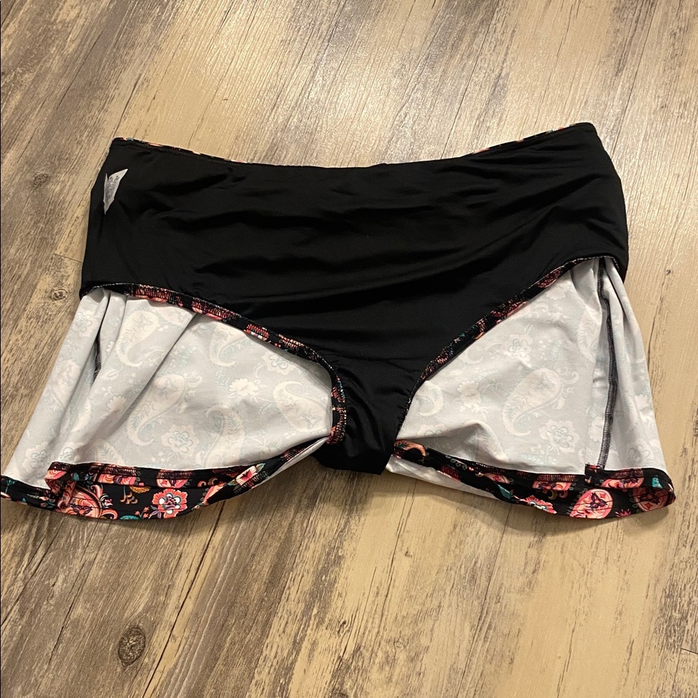 Lands End Women's Mini Swim Skirt Swim Bottoms Black Multi Paisley Floral 18 - Picture 7 of 8